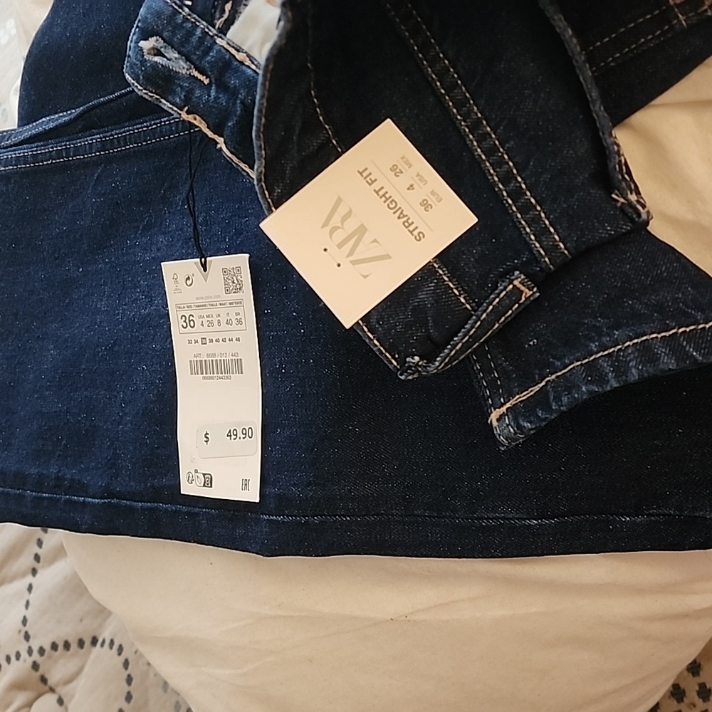 Close out sale only $ 22  Dark blue Straight Fit Mid rise Zara  Denim Jeans - Picture 6 of 8
